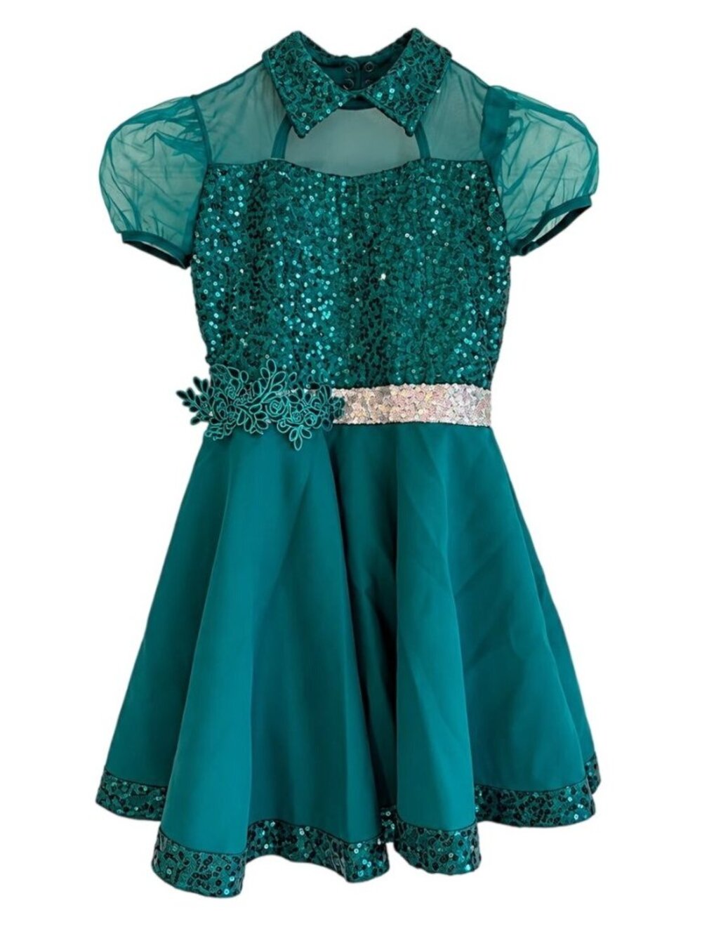 Girl Weissman Sunroof 15456 Green Collared Skater Dress Dance Costume MC 10/12